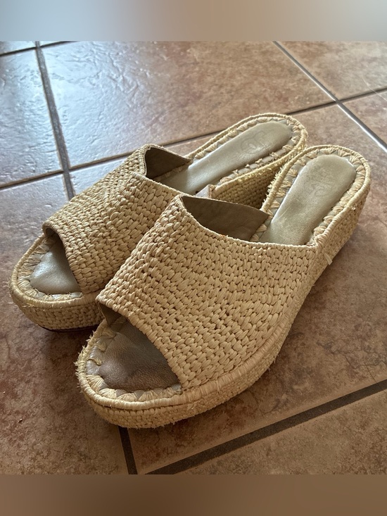 Jeffrey Campbell Shoes - Vintage y2k Woven Espadrille Platform Slide Sandals in Natural